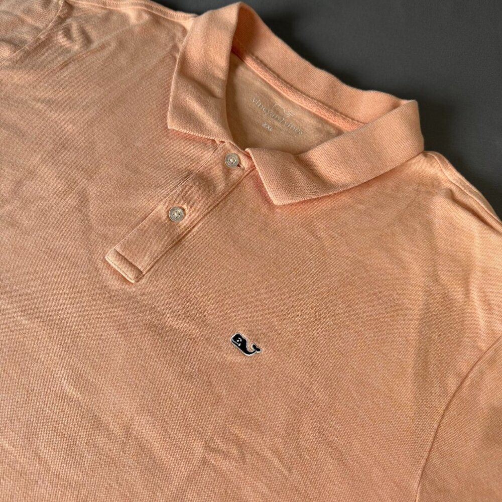 Vineyard Vines Preppy Summer Casual Trendy Logo Classic Whale Peach Cotton XXL